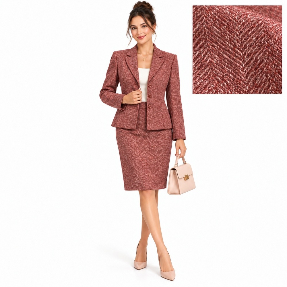 Collections for Le Suit Skirt Suit Women 14 Burnt Orange Herringbone 2pc Office